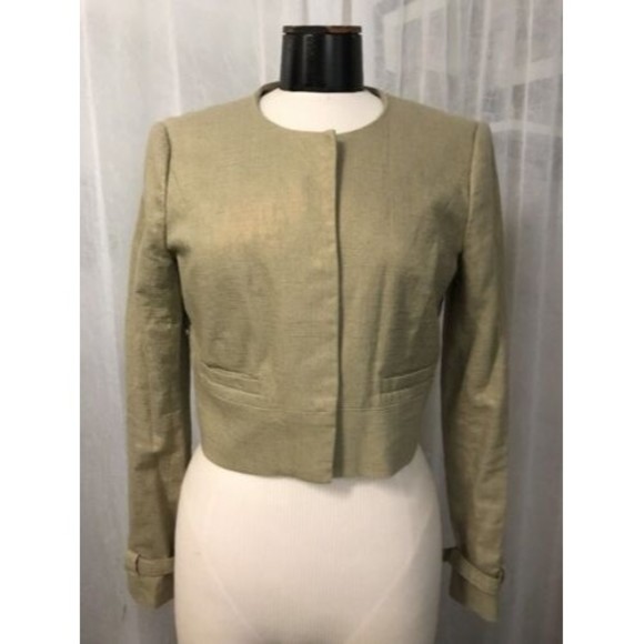 Michael Kors Jackets & Blazers - Michael Kors Women's Blazer Beige Linen Metallic Crop Fully Lined Size 6